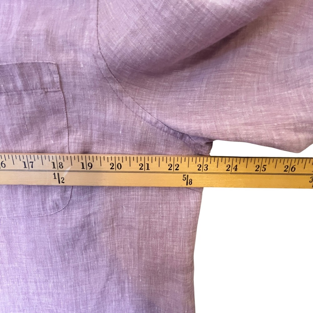 Chicos Linen Button Down Tunic Women 2.5 US 14 Lavender Purple No Iron Lagenlook - Picture 4 of 8